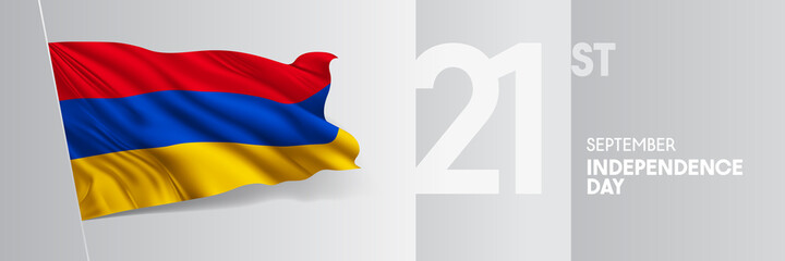 Armenia happy independence day greeting card, banner vector illustration