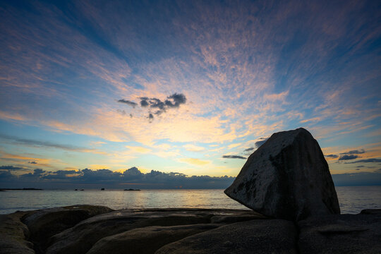 sunset over the sea, Bicheno, Blowhole, Tasmania