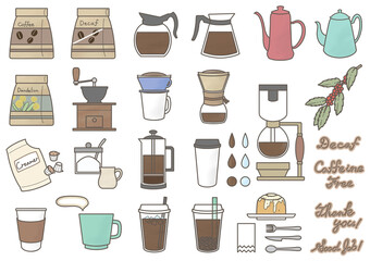 Coffe & Coffeeware icon set. | Coffee time, Break time, Relax time, Coffee break, Morning cup, Take a rest. | Set of isolated objects.