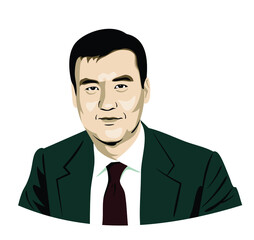 A businessman in a business suit of oriental appearance (Kazakh, Chinese, Japanese) 