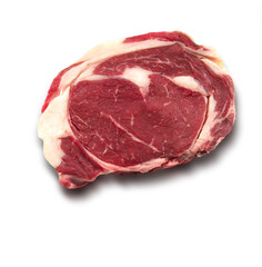 Chuletón crudo sobre fondo blanco. Raw ribeye on white background