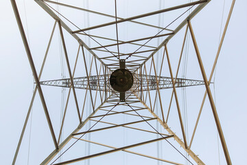 A freestanding vertical framework tower, a construction used in transmission towers