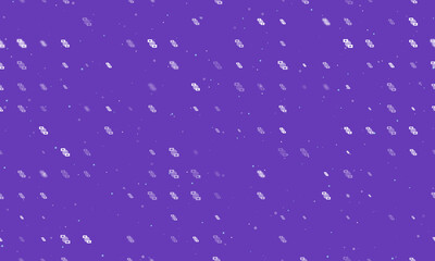 Seamless background pattern of evenly spaced white videoconference symbols of different sizes and opacity. Vector illustration on deep purple background with stars