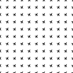 Square seamless background pattern from black plane symbols. The pattern is evenly filled. Vector illustration on white background