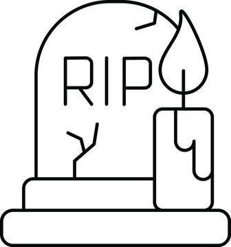 recommend clip art: grave with a candle, line vector icon