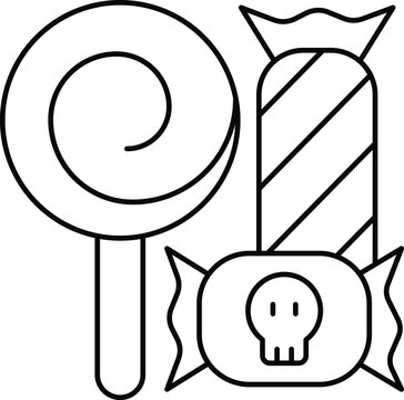 recommend clip art: trick or treat, candies, line vector icon
