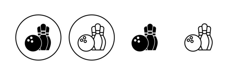 Bowling icon set. bowling ball and pin icon. bowling pins