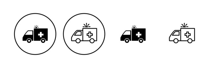 Ambulance icon set. ambulance truck icon vector. ambulance car