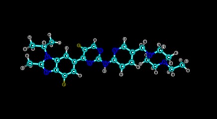 Abemaciclib molecular structure isolated on black