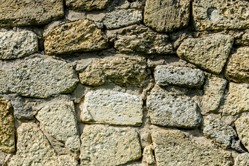 Texture of the shell rock limestone bricks for background. Natural pattern
