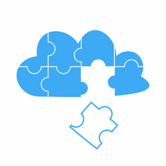 Simple icon cloud puzzle. Simple icon puzzle of the four elements on white background for your web site design, logo, app