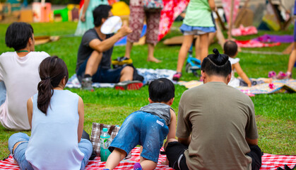 Fototapeta premium Taiwan, New Taipei City, community events, life festivals, picnics on the grass