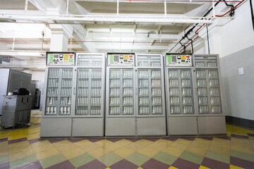 Computer center cabinets from the Soviet Union times. Computer of the 70s in USSR