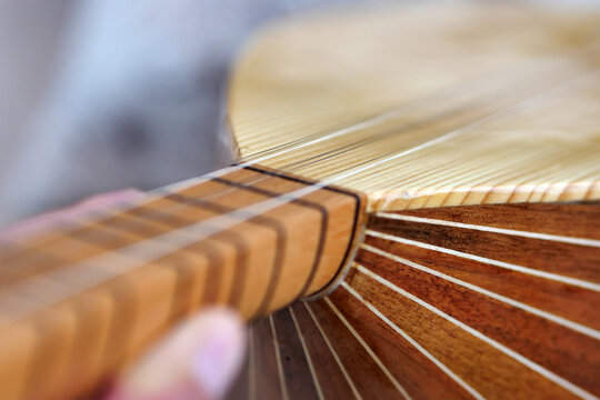 long neck saz-baglama from Turkish musical instruments, Turkish musical instruments, close-up saz,