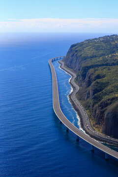 New littoral road of Reunion Island, most expensive road, bridge over the sea