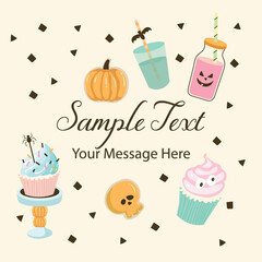 Pastel Halloween Party Food Vector Card Background