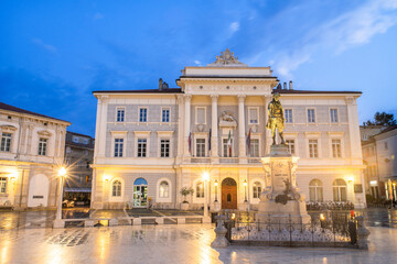 Fototapeta na wymiar Tartini Square in Old Town of Piran Slovenia