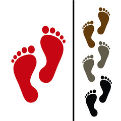 Human foot print silhouette, steps flat vector icon.
