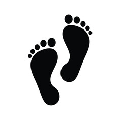 Human foot print silhouette, steps flat vector icon.