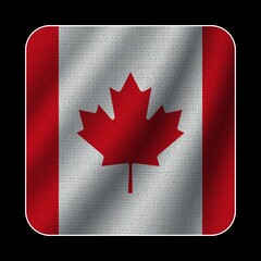 Canada Square Flag, Fabric Pattern Texture, Black Background, 3D Illustration