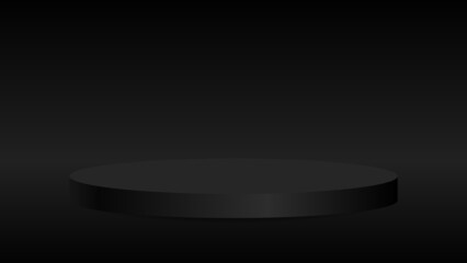 blank round pedestal studio scene. black circular awarded winner podium for outstanding luxury product advertising display on black gradient lighting background
