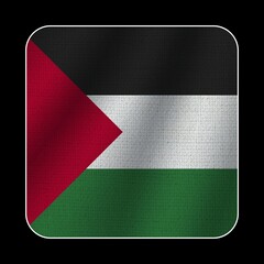 Palestine Square Flag, Fabric Pattern Texture, Black Background, 3D Illustration