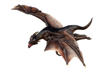 3D Rendering Fairy Tale Dragon on White