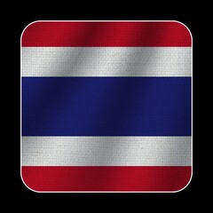 Thailand Square Flag, Fabric Pattern Texture, Black Background, 3D Illustration