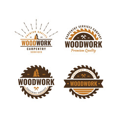 Set of carpentry vintage logo vector