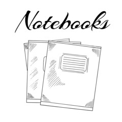 Hand drawn Illustration. Back to School. School essential illustration. Vintage vector notebooks sketch.