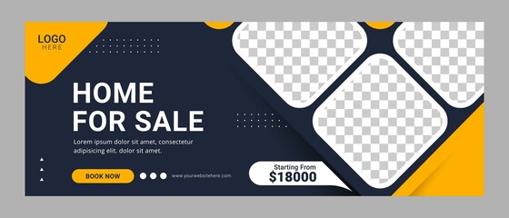 Home for sale social media cover template banner for advertisement