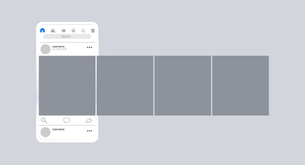 Smartphone with carousel interface post on social network. Vector illustration © Alexander