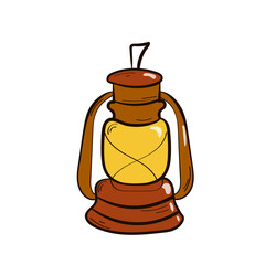 Camping lantern or gas lamp for tourism. Hand Drawn Style. Recreation. Isolated on a white background. Vintage, old. Vector illustration