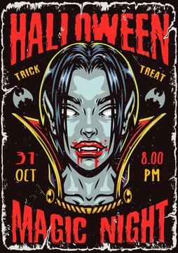 Halloween vintage colorful poster