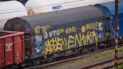 Old historic train depot wagon detail