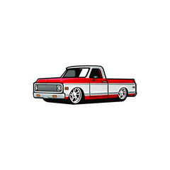 Obraz na płótnie Canvas red american muscle pick up truck vector