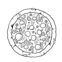 lineart illustration of a pizza