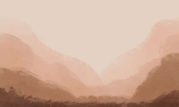 Landscape inspired warm colours brown and pink art paint abstract background. Beautiful colours and painting. With brushstroke. Perfect for designers and artists.