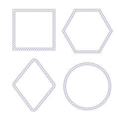 Rope frames set vector illustration. Collection of shapes isolated on the white background. For decoration and design in marine style.