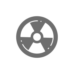 Radioactive warning sign, radiation, nuclear grey icon.