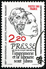 Postage stamp France 1981 Theophraste Renaudot and Emile de Girardin