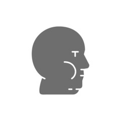 Vector fat face, obesity, adiposity grey icon.