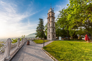 The historical clock tower in Tophane Park - obrazy, fototapety, plakaty