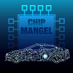 Chipmangel computer chip in a modern car illustration
