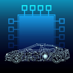 computer chip  car illustration