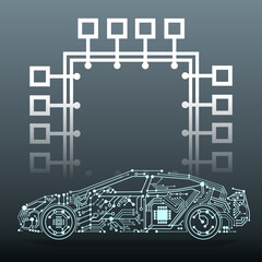 computer chip in a modern car illustration