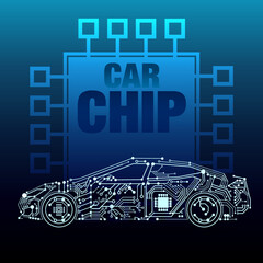 computer chip in a modern car illustration