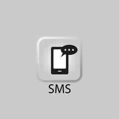 Chat icon. Mobile phone with an envelope. new message. User interface icon. White web button. Neomorphism. Vector EPS10