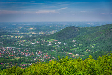Fototapeta na wymiar Beautiful landscape of the Silesian Beskids from Czantoria Wielka mountain. Poland