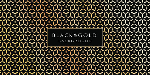 Black and gold background. Abstract luxury background with gold floral pattern on a black background for your design. Modern design of sites, posters, banners, postcards, printing, EPS10 vector
